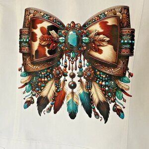 Erin London Women's White Blazer Jacket Size L  Western, Bow, Beads, Feathers